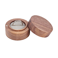 Round Wood Ring Storage Boxes, Flip Cover Case, with Magnetic Clasps, for Wedding, Proposal, Valentine's Day, Gray, 5.3x3.5cm(CON-WH0087-59B)