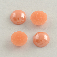 Pearlized Plated Opaque Glass Cabochons, Half Round/Dome, Orange Red, 7.5~8x3~4mm(PORC-S801-8mm-04)