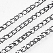 Iron Twisted Chains, Curb Chains, Unwelded, with Spool, Nickel Free, Raw(Unplated), 3.7x2.5x0.7mm, about 328.08 Feet(100m)/roll(CH-TM0.5-C-NF)