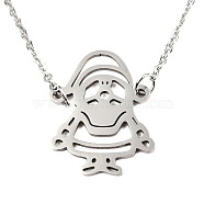 Christmas Theme, 201 Stainless Steel Pendants Necklaces, with Cable Chains and Lobster Claw Clasps, Father Christmas, Stainless Steel Color, 16.73 inch(42.5cm), 1.5mm(NJEW-S105-JN540-1)