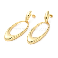 Real 18K Gold Plated Brass Dangle Stud Earrings, Long-Lasting Plated, Cadmium Free & Lead Free, Oval, 66.5x23.5mm(EJEW-G382-19A-G)