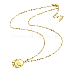 304 Stainless Steel Pendant Necklaces, Butterfly with Flower, Golden, 17.60 inch(44.7cm)(NJEW-Z025-03G)