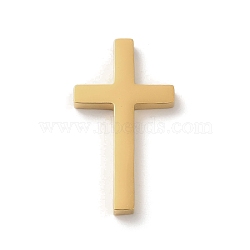 Ion Plating(IP) 304 Stainless Steel Pendants, Laser Cut, Cross Charm, Real 18K Gold Plated, 31x17x3mm, Hole: 1.8mm(STAS-K270-44G)