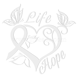 PVC Sticker Car Decoration, Face Car Sticker, for Car Decoration, Rectangle with Word Life and Hope, Heart Pattern, 163x140mm(DIY-WH0254-005)