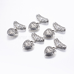 CCB Plastic Pendants, Heart, Antique Silver, 46mm, Hole: 5mm(CCB-G007-09AS)