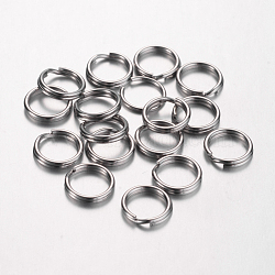 Tarnish Resistant 304 Stainless Steel Split Rings, Double Loops Jump Rings, Stainless Steel Color, 8x1.5mm, about 6.5mm inner diameter(STAS-D438-02)