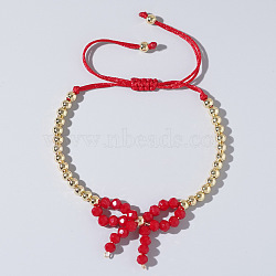 Elegant Butterfly Bow Girl Style Bracelet Gold-plated Copper Beads Pearl-like(NQ2566-3)