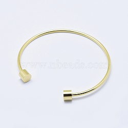 Eco-Friendly 316 Surgical Stainless Steel Cuff Bangle Making, with Removable Column Beads, Long-Lasting Plated, Real 18K Gold Plated, 2-1/2 inches(63mm)(STAS-I078-02G-NR)