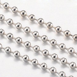 Iron Ball Chains, Soldered, with Spool, Platinum Color, Bead: 3.2mm, about 164.04 Feet(50m)/roll(CHB004Y-N)
