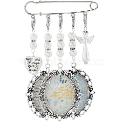 DIY Blank Charms Brooch Pendant Decoration with Imitation Pearl Beaded Making Kit, Mixed Color, 6~75x6~30x2~8mm, Hole: 0.7~3mm(DIY-SC0025-59)