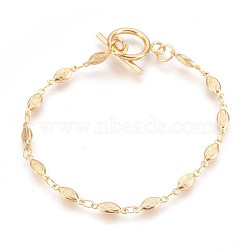 Ion Plating(IP) 304 Stainless Steel Link Chain Bracelets, with Toggle Clasps, Oval, Golden, 7-5/8 inches(19.5cm), 3.5mm(BJEW-P237-26G)