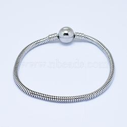 304 Stainless Steel European Style Bracelets for Jewelry Making, Stainless Steel Color, 200x3mm(PPJ-F002-01B)