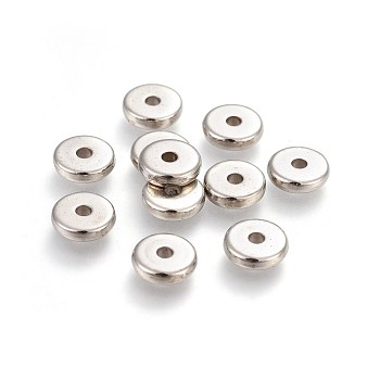CCB Plastic Beads, Flat Round, Platinum, 8x2mm, Hole: 2mm