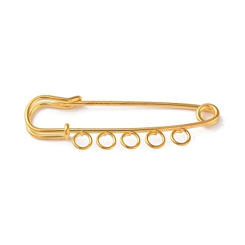 Iron Brooch Findings, 5-Holes Kilt Pins for Lapel Pins Makings, Golden, 49x16.5x4.5mm, Hole: 3.5mm