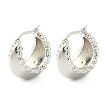 Rack Plating Brass Crescent Moon Hoop Earrings for Women, Lead Free & Cadmium Free, Platinum, 24x14x24mm