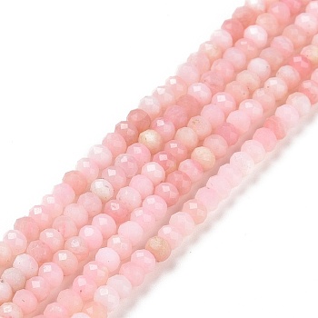 Natural Pink Opal Beads Strands, Faceted, Rondelle, 3x2mm, Hole: 0.5mm, about 175pcs/strand, 15.16 inch(38.5cm)