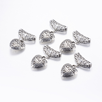 CCB Plastic Pendants, Heart, Antique Silver, 46mm, Hole: 5mm