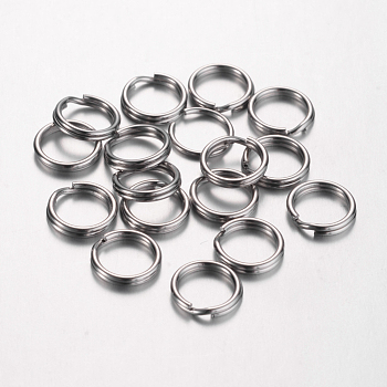 304 Stainless Steel Split Rings, Double Loops Jump Rings, Stainless Steel Color, 8x1.5mm, about 6.5mm inner diameter