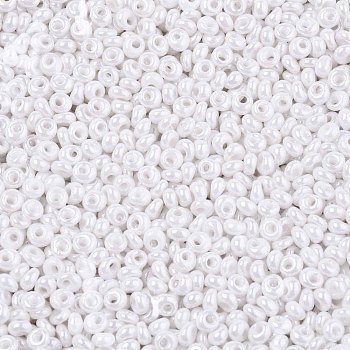 TOHO Short Magatama Beads, Japanese Seed Beads, (121) Opaque Luster White, 3.5x3x2.5mm, Hole: 0.8mm, about 450g/bag