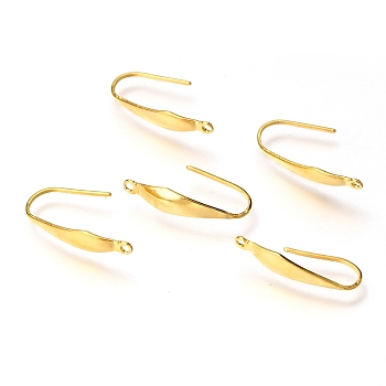 316 Surgical Stainless Steel Earring Hooks, Ear Wire, with Vertical Loop, Real 18k Gold Plated, 20x4.5x1mm, Hole: 1.2mm, 20 Gauge, Pin: 0.8mm