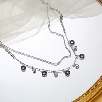 Double Layer Collarbone Chain, Stainless Steel Rope Chain Necklaces for Women
