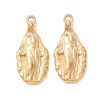 304 Stainless Steel Pendants, Virgin Mary Charms, Golden, 20.5x9x2.5mm, Hole: 1.3mm