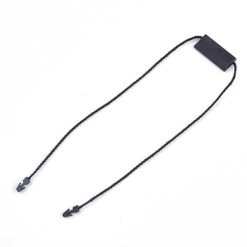 Polyester Cord with Seal Tag, Plastic Hang Tag Fasteners, Black, 250~255x1mm, Seal Tag: 20x9x3mm and 8x3.5x2mm, about 1000pcs/bag