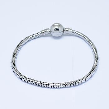 304 Stainless Steel European Style Bracelets for Jewelry Making, Stainless Steel Color, 200x3mm