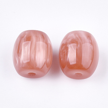 Resin Beads, Imitation Gemstone, Oval, Salmon, 17~17.5x16mm, Hole: 3mm