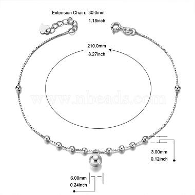 bracelet de cheville en argent sterling plaqué rhodium shegrace 925(JA63A)-2