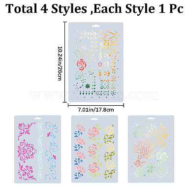 4Pcs 4 Styles Floral PET Drawing Painting Stencils Templates(DIY-GF0007-76)-2