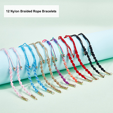 nбусины 12шт. 6 цвета полуготовые плетеные браслеты из нейлоновой нити(AJEW-NB0003-62)-4