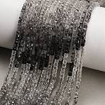 Gradient Color Natural Tourmalinated Quartz Beads Strands, Faceted Table Cut Cube Beads, 2.5x2.5x2.5mm, Hole: 0.6mm, about 168pcs/strand, 15.24''(38.7cm)(GG-CBA9722-C01-2x2mm)