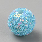 Opaque Acrylic Beads, Round, Light Sky Blue, 15.5x14.5mm, Hole: 2.3mm(MACR-WH0010-12I)