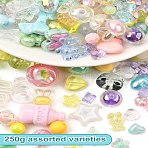 250G Opaque & Transparent Acrylic Beads, Mixed Shapes, Mixed Color, 7~36.5x7~43.5x4.5~36.5mm, Hole: 1.2~4.5mm, about 10 style/set(MACR-YW0003-89)