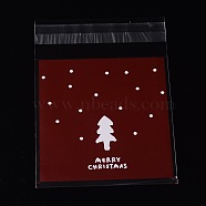 Rectangle OPP Cellophane Bags for Christmas, with Tree Pattern, Dark Red, 13x9.9cm, Unilateral Thickness: 0.035mm, Inner Measure: 9.9x9.9cm, about 95~100pcs/bag(OPC-L001-35A)