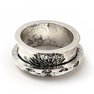 Rotatable Tree Pattern Alloy Finger Ring, Gothic Chunky Ring for Calming Worry Meditation, Antique Silver, US Size 7 1/4(17.5mm)(RJEW-F123-06AS)