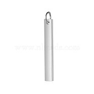 Anti-Tarnish 304 Stainless Steel Pendants, with Jump Ring, Manual Polishing, Rectangle Charm, Stamping Blank Tag, Stainless Steel Color, 20x3x1.5mm, Hole: 3mm(STAS-I311-14D-P)