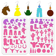 2Pcs 2 Style PET Plastic Earring Handwork Template, Card Leather Cutting Stencils, Cactus, 29.7x21cm, 1pc/style(DIY-WH0571-008)