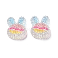 Transparent Epoxy Resin Decoden Cabochons, with Paillettes, Rabbit, Colorful, 20.5x17x9.5mm(CRES-I030-02C)