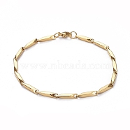 Ion Plating(IP) Unisex 201 Stainless Steel Bar Link Chain Bracelets, with Lobster Claw Clasps, Golden, 8-5/8 inch(22cm), 2.5mm(BJEW-L637-35B-G)