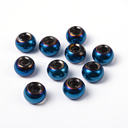 Glass European Beads, Large Hole Beads, Rondelle, Deep Sky Blue, 15x10mm, Hole: 5~6.4mm(GDA006C3)