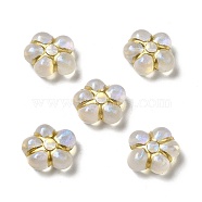 Plating Acrylic Beads, Golden Metal Enlaced, Flower, Gold, 15x13.5x8mm, Hole: 1.6mm(MACR-J123-43)