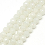 Baking Painted Crackle Glass Beads Strands, Round, Creamy White,6mm, Hole: 1.3~1.6mm, about 133pcs/strand, 31.4 inch(X-DGLA-Q023-6mm-YS1)