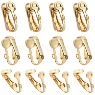 40Pcs 304 Stainless Steel Clip-on Earrings Findings, with Loops, for Non-pierced Ears, Real 18K Gold Plated, 16x12x7.5mm, Hole: 1.8mm(STAS-SC0005-82G)