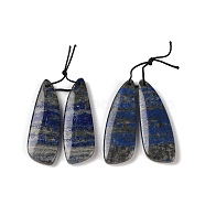 2Pcs Natural Lapis Lazuli Pendants, Gems Charms, Wing, 38x13x4mm, Hole: 1mm(G-A228-02F)