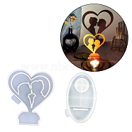 Heart Candle Holder DIY Silhouette Silicone Molds, Wall Floating Shelf Candlestick Molds, Resin Plaster Cement Casting Molds, Human, 123~140x87~107x4~16mm, Inner Diameter: 104~130x72~103mm, 2pcs/set(SIL-F007-12D)