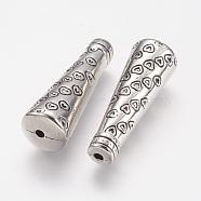 CCB Plastic Beads, Cone with Heart, Antique Silver, 40.5x14mm, Hole: 2.5mm(CCB-J035-103AS)