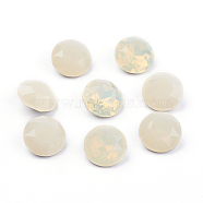 Pointed Back & Back Plated K9 Glass Rhinestone Cabochons, Grade A, Faceted, Flat Round, Sand Opal, 8x4.5mm(RGLA-J012-8mm-287)