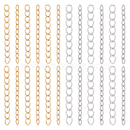 120Pcs 4 Style 304 Stainless Steel Curb Chains Extender, End Chains, Golden & Stainless Steel Color, 25mm, Link: 3~4x1.6~3x0.4~0.5mm, 30Pcs/style(STAS-UN0038-16)